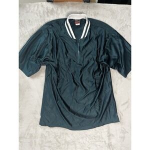 Vintage Prospirit Quarter Zip Pullover Shirt Made USA Small Green White Stripe